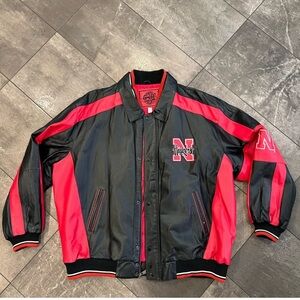 Nebraska Huskers Authentic 100% Leather Black and Red Men's Jacket size 3xl